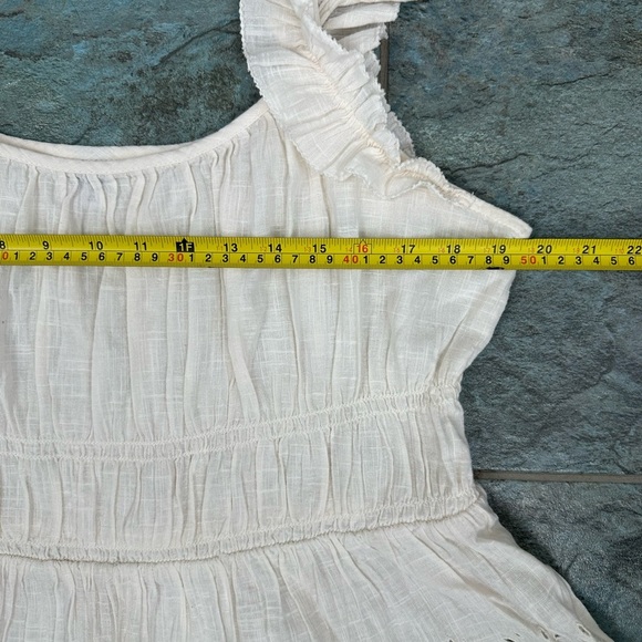 Old Navy Ruffle Tank Top Sz XL Off White Festival Eyelet Boho Coquette Romantic - Picture 7 of 8